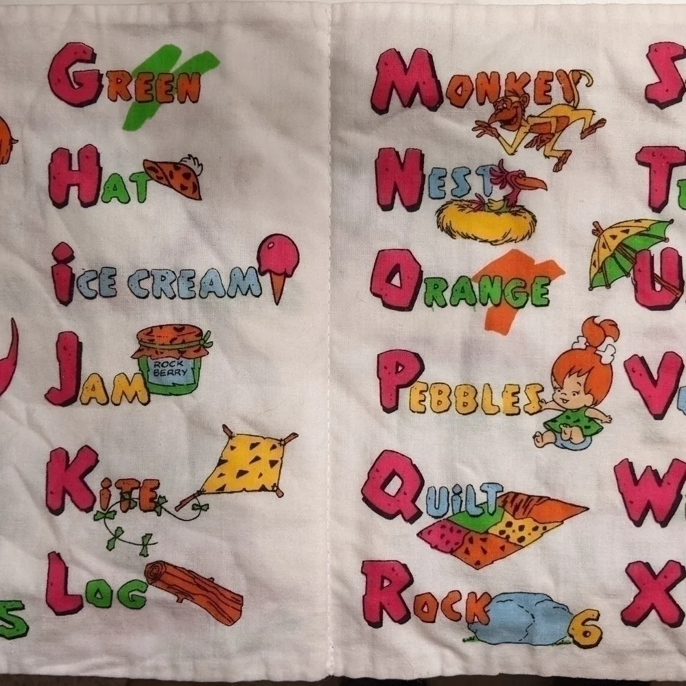 𝅺vintage Flintstones Friends Cloth Book Child's Numbers and Letters